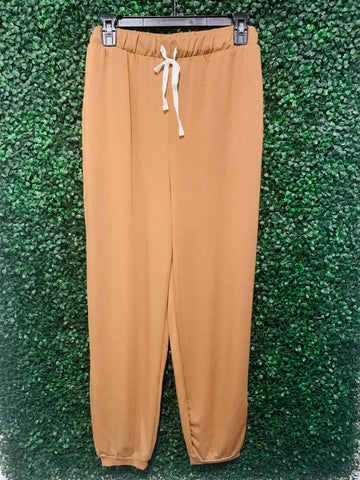 Deep Camel Soft French Terry Drawstring Joggers