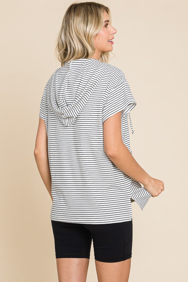 Oversize Short Sleeve Hoodie Top