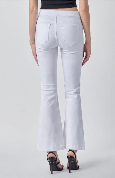 White Mid-Rise Flare Pull on Jeans