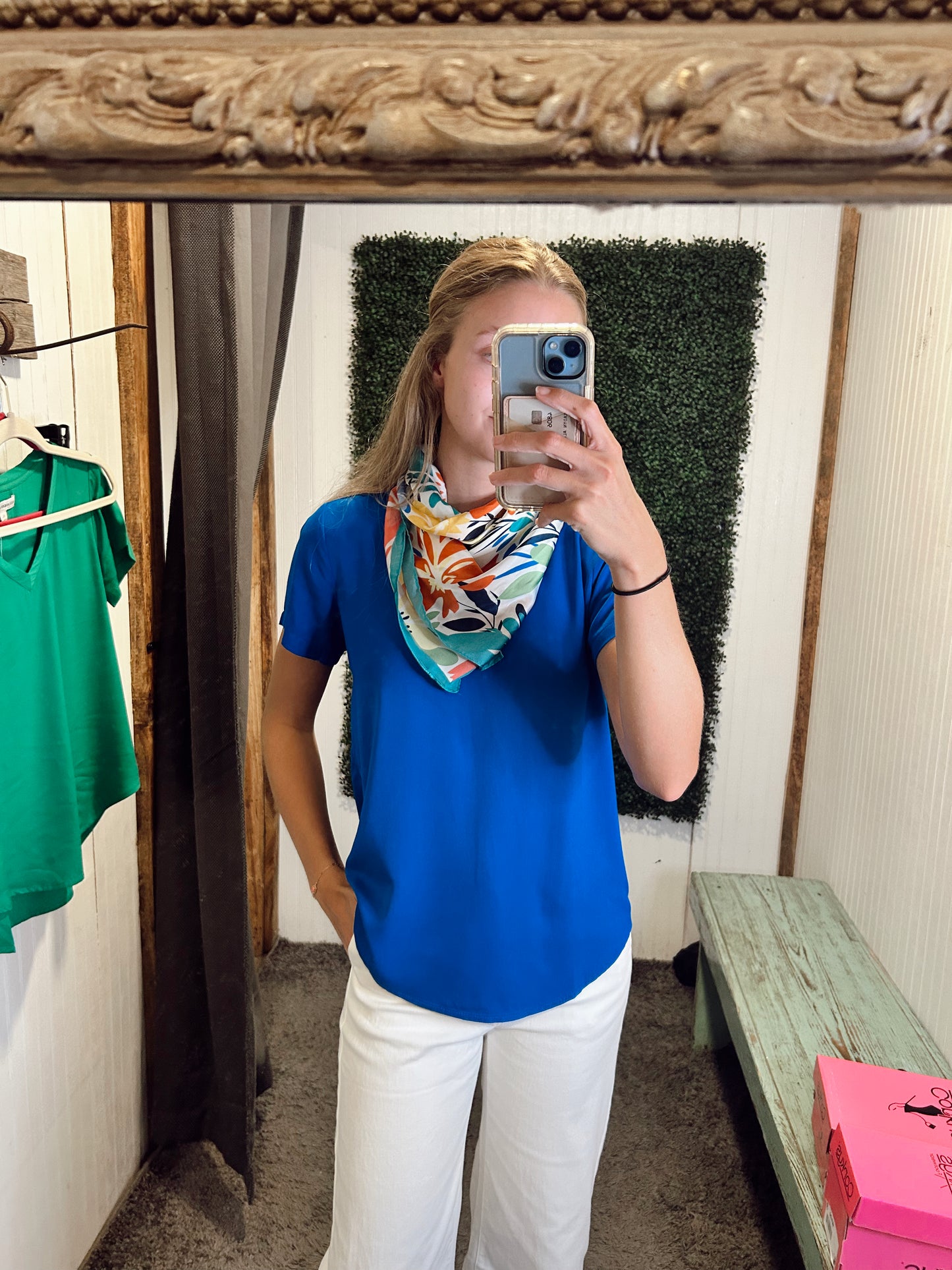 Short Sleeve Solid V-Neck Tencel Tee