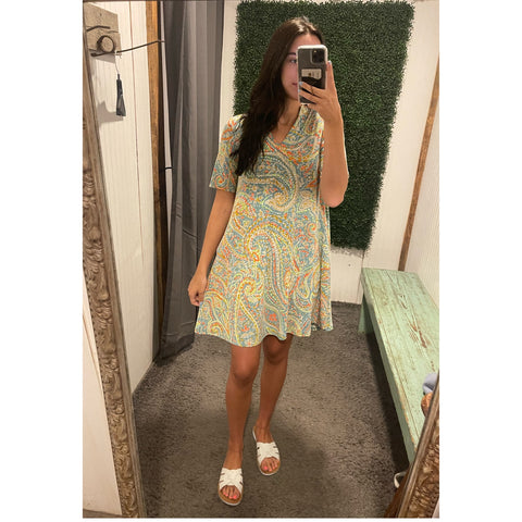 Mint Multi Paisley Swing Dress