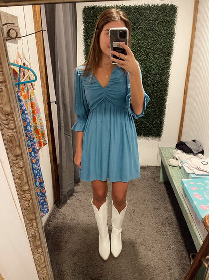 Sheer Ruched Detail Dress
