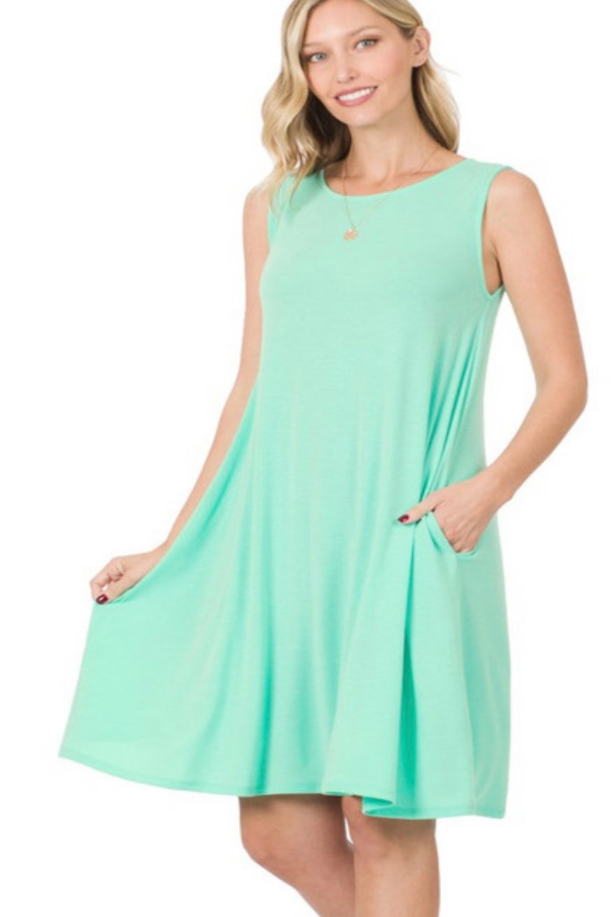 Mint Sleeveless Swing Dress