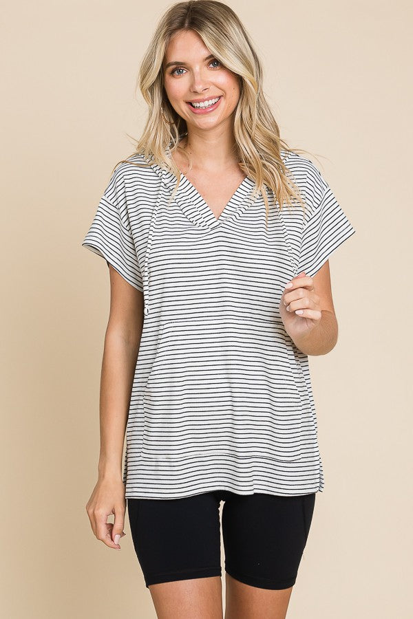 Oversize Short Sleeve Hoodie Top
