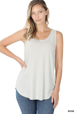 Bone Sleeveless Round Neck Tank