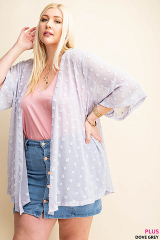Dove Grey Sugar Ball Chiffon Cardigan - Plus