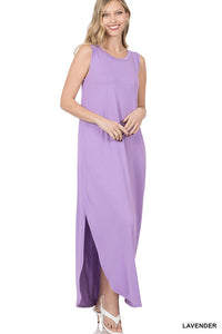 Lavender Sleeveless Maxi Dress with Side Slits