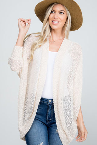 Cream Lightweight Popcorn Open Cardigan