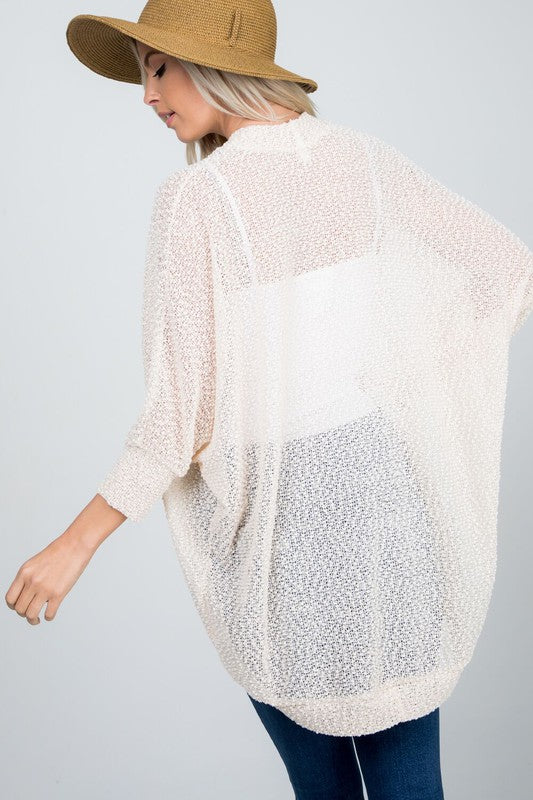Cream Lightweight Popcorn Open Cardigan