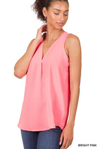 Bright Pink Sleeveless Dressy Tank Top