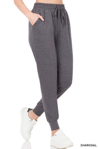 Charcoal Soft French Terry Waist Tie Joggers