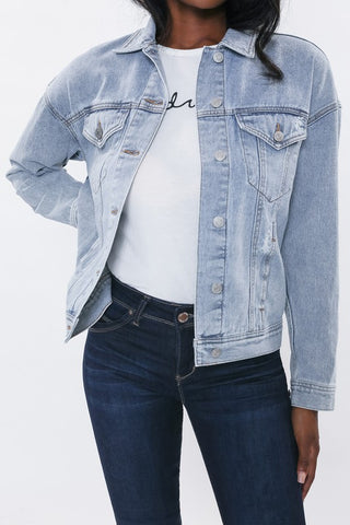Light Wash Slightly Distressed Denim Jacket