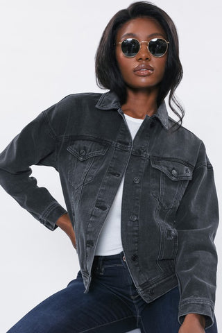 Black Denim Slightly Distressed Jacket