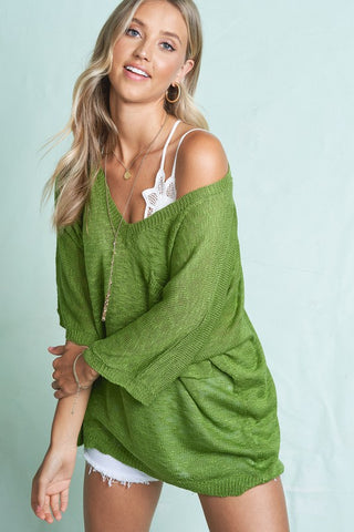 Matcha Short Sleeve Lightweight Sweater Top