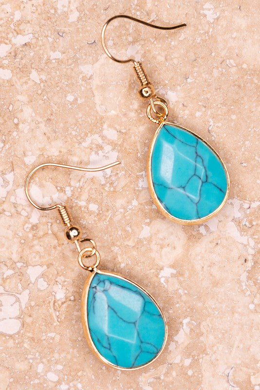 Gold Turquoise Teardrop Earrings