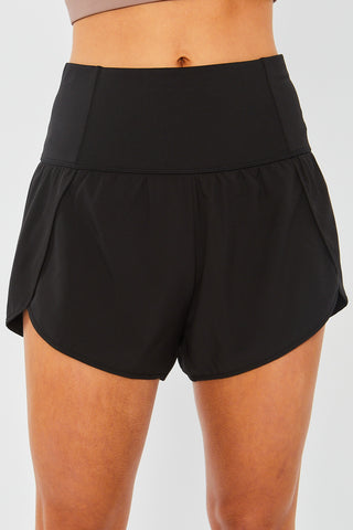 Black Overlap Side Athletic Shorts
