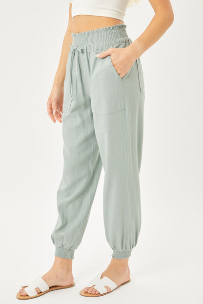Spearmint Linen Jogger Pants