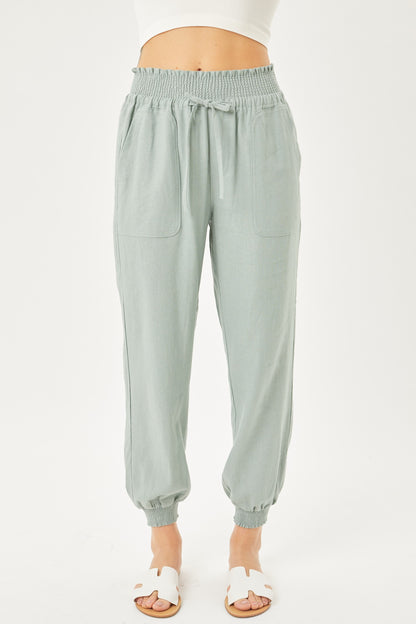 Spearmint Linen Jogger Pants