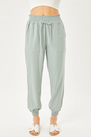 Spearmint Linen Jogger Pants