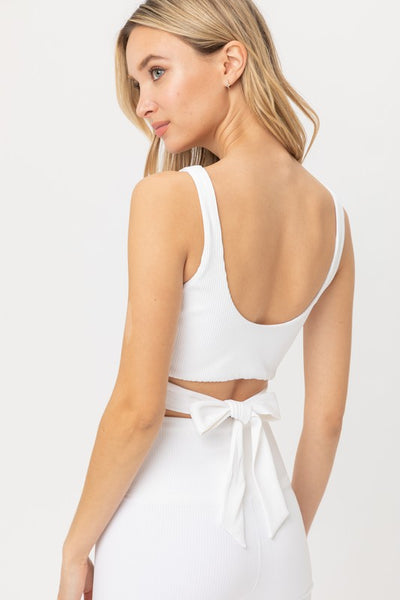 White Cropped Top w/ Back Tie Knot