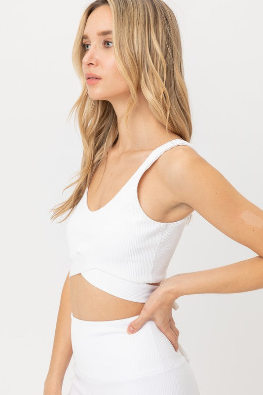 White Cropped Top w/ Back Tie Knot