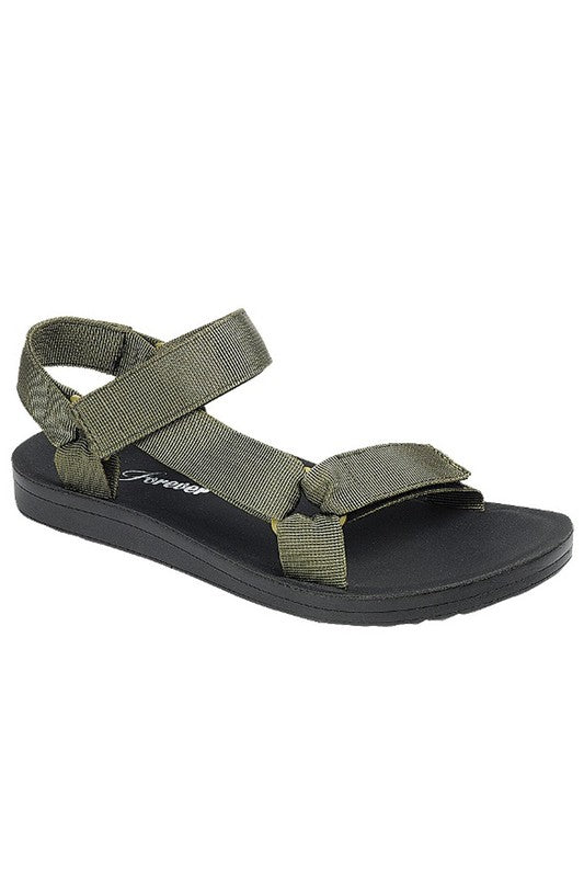 Olive Velcro Strap Sandals