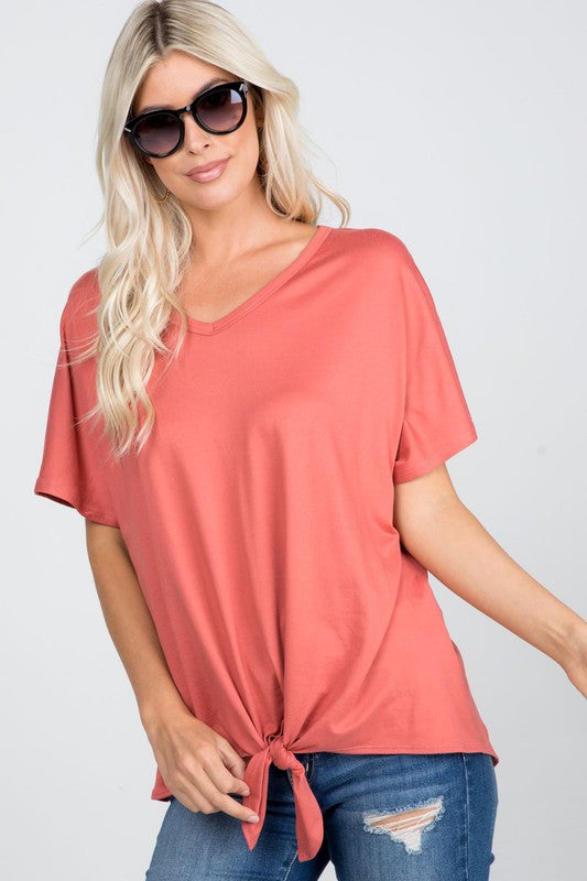 Marsala Butter Soft Front Tied Tunic - Plus