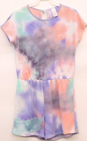 Mint w/ Lavender & Peach Tie Dye Romper- Kids
