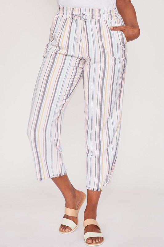 Multi Stripes Linen Waist Band Pants