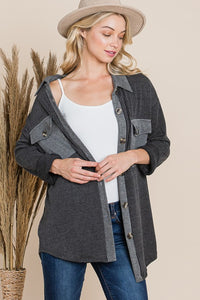 Charcoal Corded Oversized Button Up - Plus