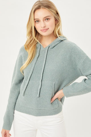 Sage Comfortable Knitted Hoodie