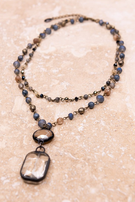 Short Double Layer Navy Chain Link Necklace