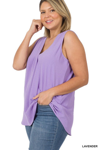 Lavender Sleeveless Dressy Tank Top -Plus