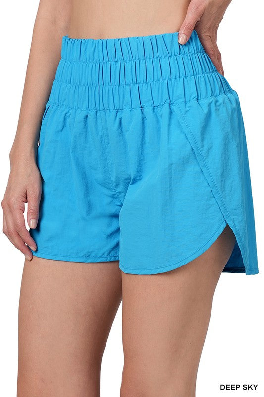 Windbreaker Smocked Waistband Running Shorts