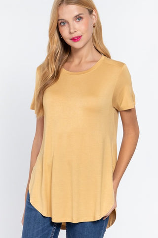 Butter Yellow Lightweight Round Neck Curved Hem