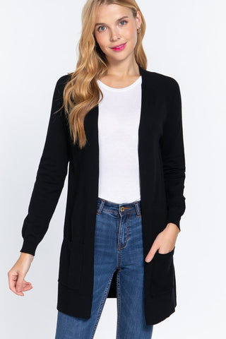 Black Soft Knit Open Cardigan