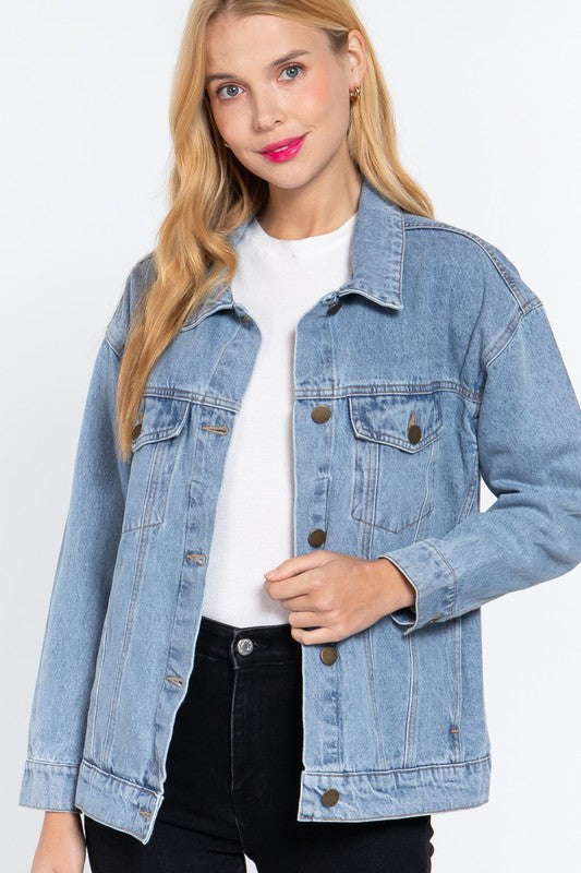 Long Sleeve Oversized Denim Jacket