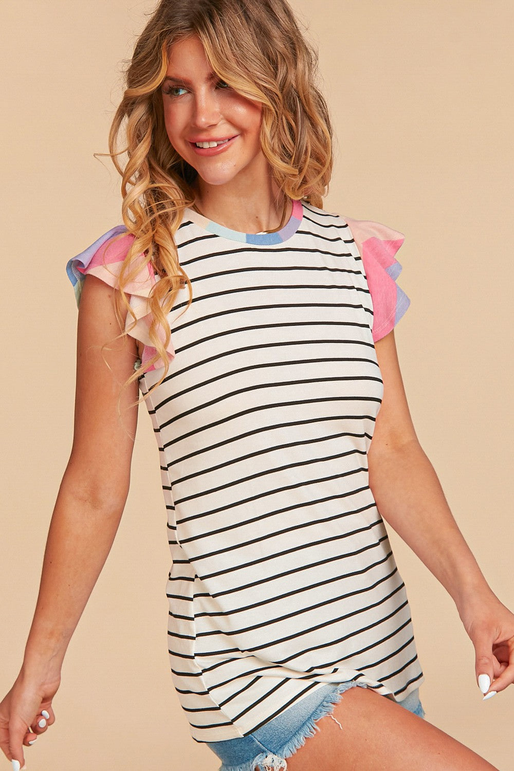 Multi Color Stripe Knit Top