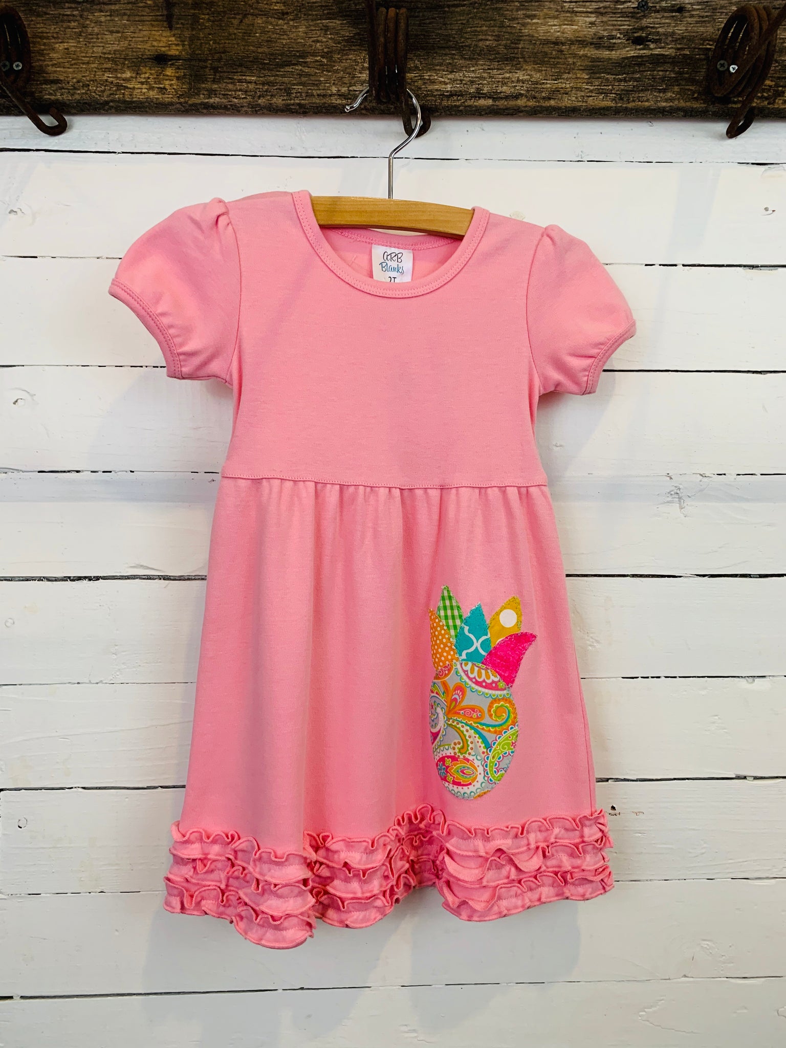 Short Sleeve Pink Ruffle Dress- Kids