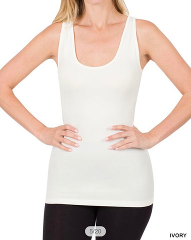 Ivory Scoop Neck Seamless Tank Top