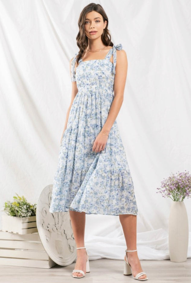 Ribbon Tie Midi Dress