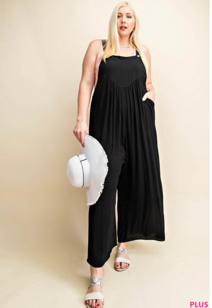 Black Overalls Jumpsuit- Plus