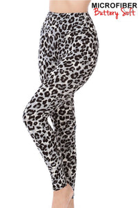 Leopard Print Leggings - Black & Gray