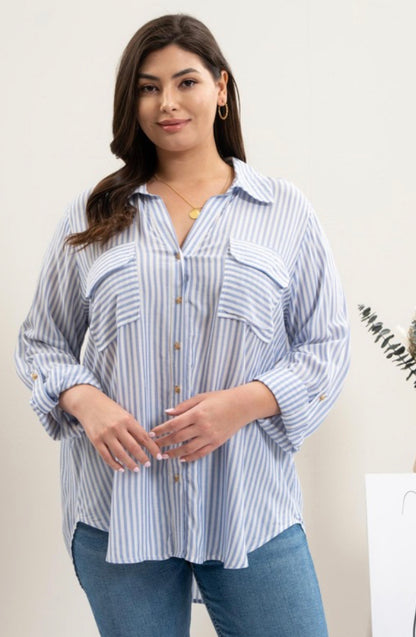 Striped Lightweight Woven Top