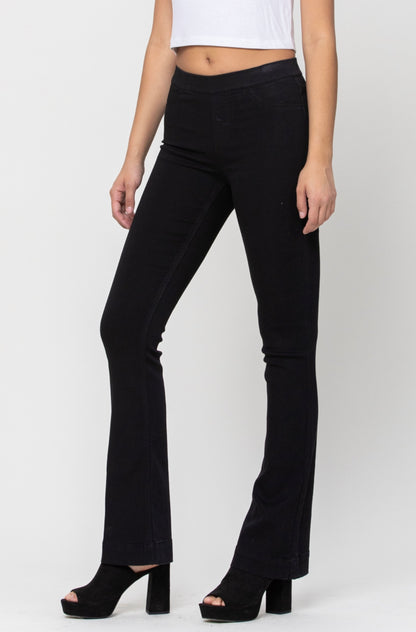 Cello Black Mid Rise Flare Jeggings
