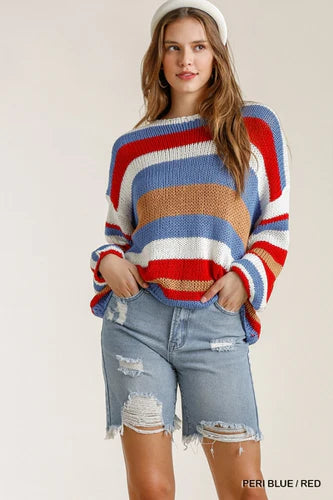 Multicolored Stripe Knit Sweater