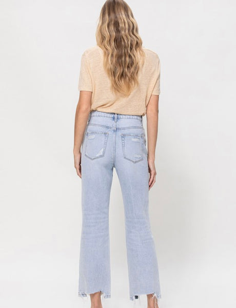 Light Wash Vintage Distressed Crop Jeans