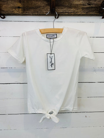 Girls White Top with Knot Tie- Kids