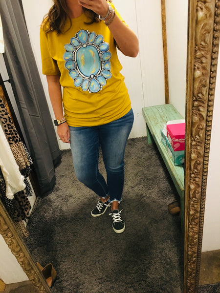 Mustard w/ Turquoise Western Jewel Soft Tee