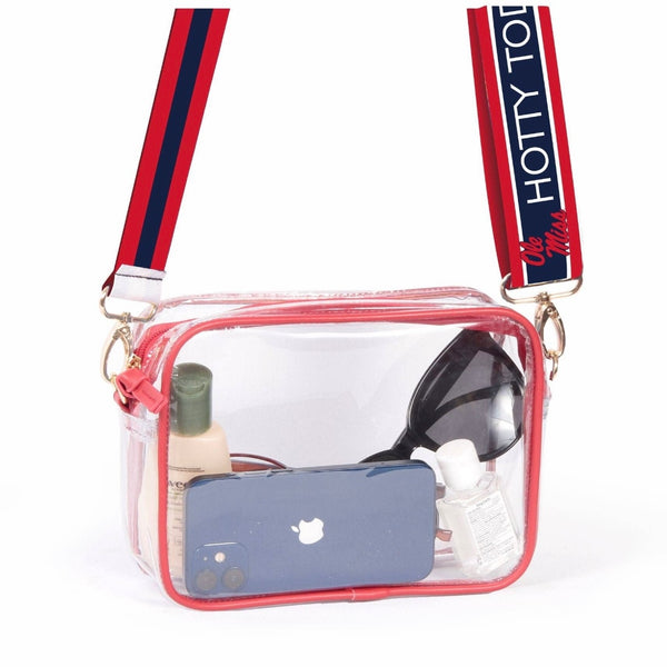 Clear Purse with Interchangeable Collegiate Strap
